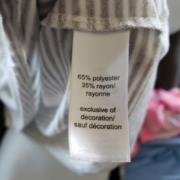 Grey White Striped Short Sleeve Tunic Top Explore - Picture 7 of 7